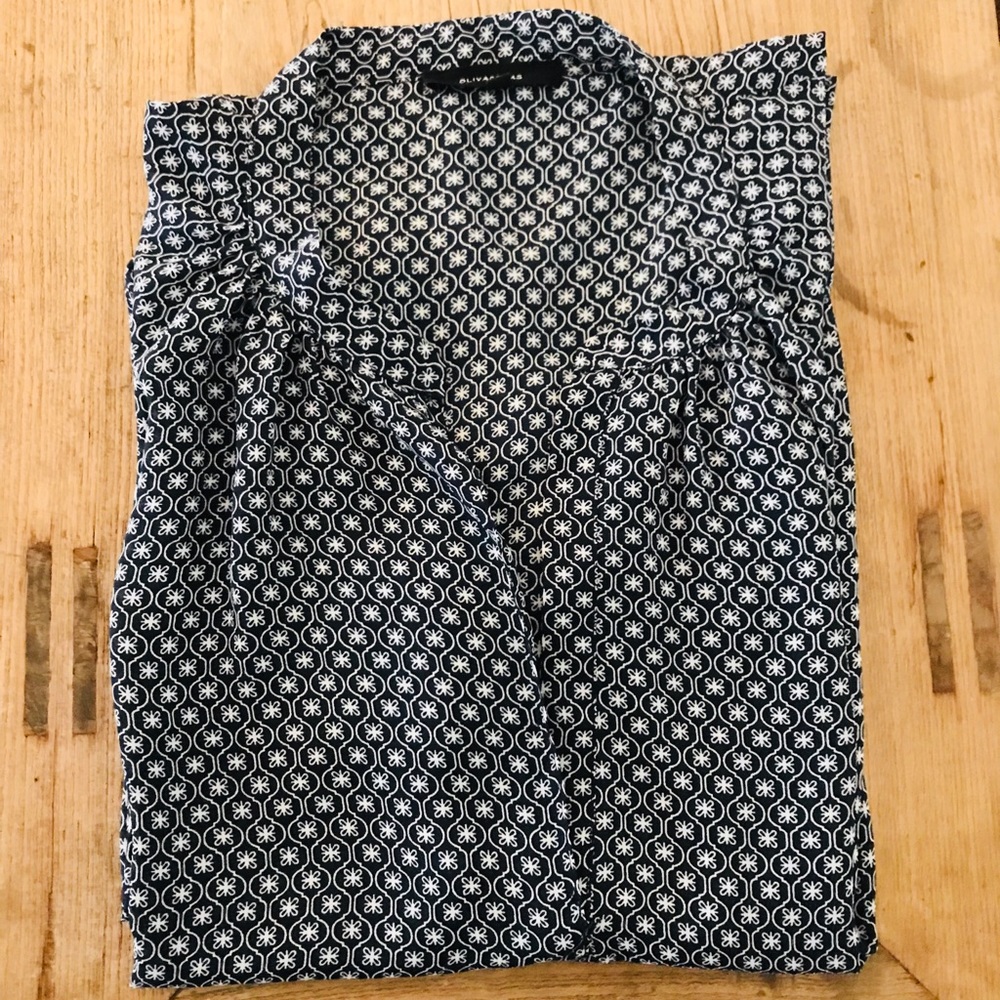 Olivaceous Long Sleeve Chiffon Blouse L